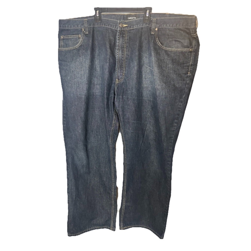 CLAIBORNE Men's 48x28 RELAXED FIT CLASSIC 5 Pocket blue denim‎ jeans